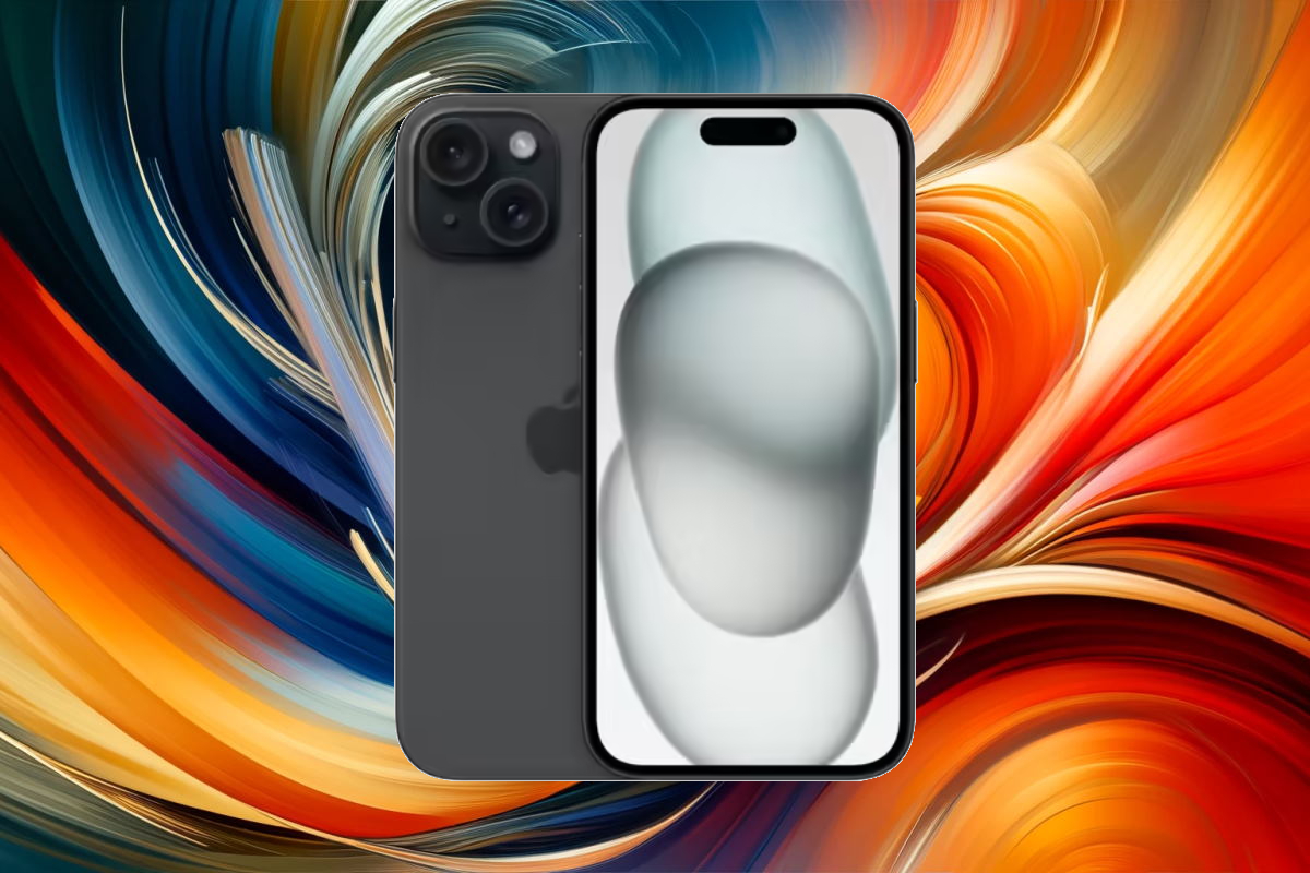 iPhone 15 sur fond de couleurs flashy, à -30% chez Rakuten